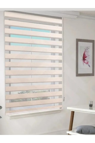 Krem Bambu Kumaş Zebra Stor Perde Etek Dilimsiz 1. Kalite Krem