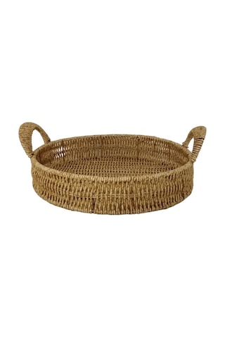 Mien Dekoratif Dayanıklı Çok Amaçlı Rattan Yuvarlak Tepsi Orta Boy M Rattan