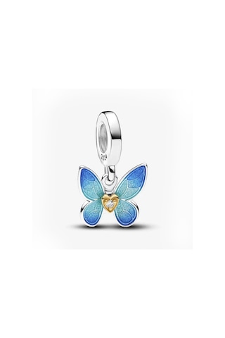 Nur Silver Blue Butterfly Dangle Gümüş Sallantılı Charm Nur-ch00017 Çok Renkli
