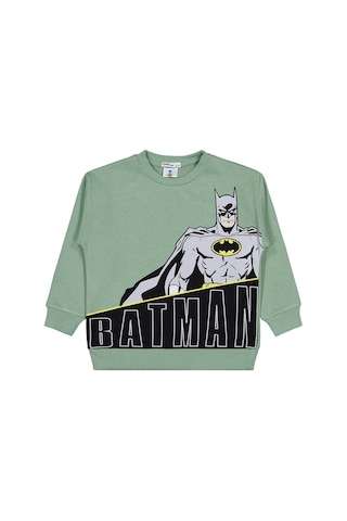 Batman Baskılı 6-9 Yaş Sweatshirt - Yeşil Soft Yeşil