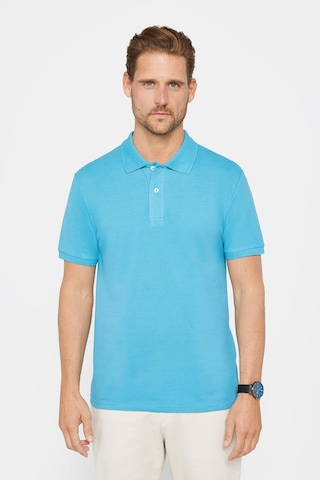 Tudors Erkek Slim Fit Dar Kesim %100 Pamuk Düz Pike Mavi Polo Yaka Tişört-30497 Mavi
