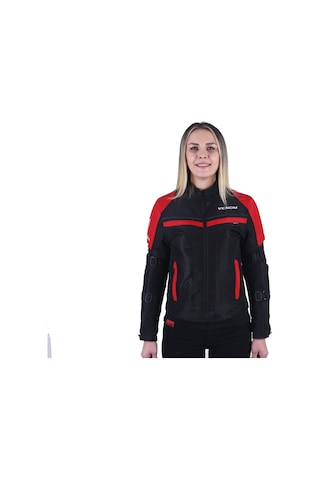 Venom Dynamıc Pro Siyah Kırmızı Kadın 4 Mevsim Motosiklet Montu