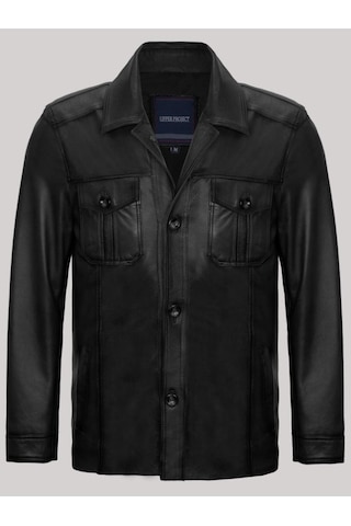 Hakiki Kuzu Derisi Siyah Erkek Deri Mont Blazer Cepli Deri Ceket Siyah