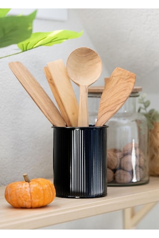 The Mia Stripe Tezgah Üstü Kaşıklık Siyah 13x11 Cm Siyah
