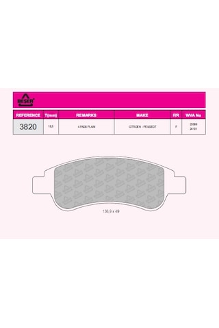 BEŞER 3820 DUCATO PARTNER BERLİNGO ÖN FREN BALATASI