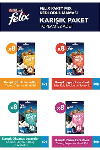 Felix Party Mix Karışık Kedi Ödül Maması 32li