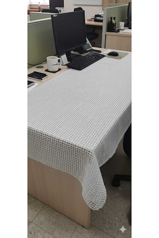 Beyaz Masa Örtüsü Şeffaf Pvc İp Desenli Masa Örtüsü Kaliteli Hasır Altı Deliksiz Beyaz