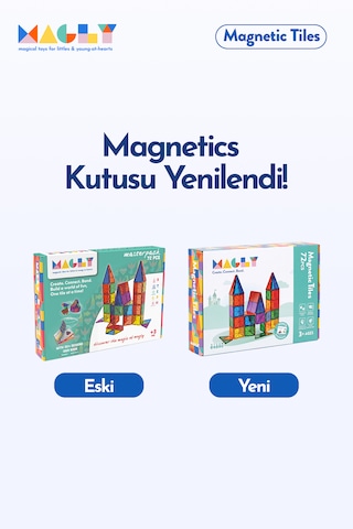 Magly Manyetik Yapı Blokları – Çocuklar Için Renkli 3 Boyutlu 72 Parça Manyetik Karo Oyun Seti