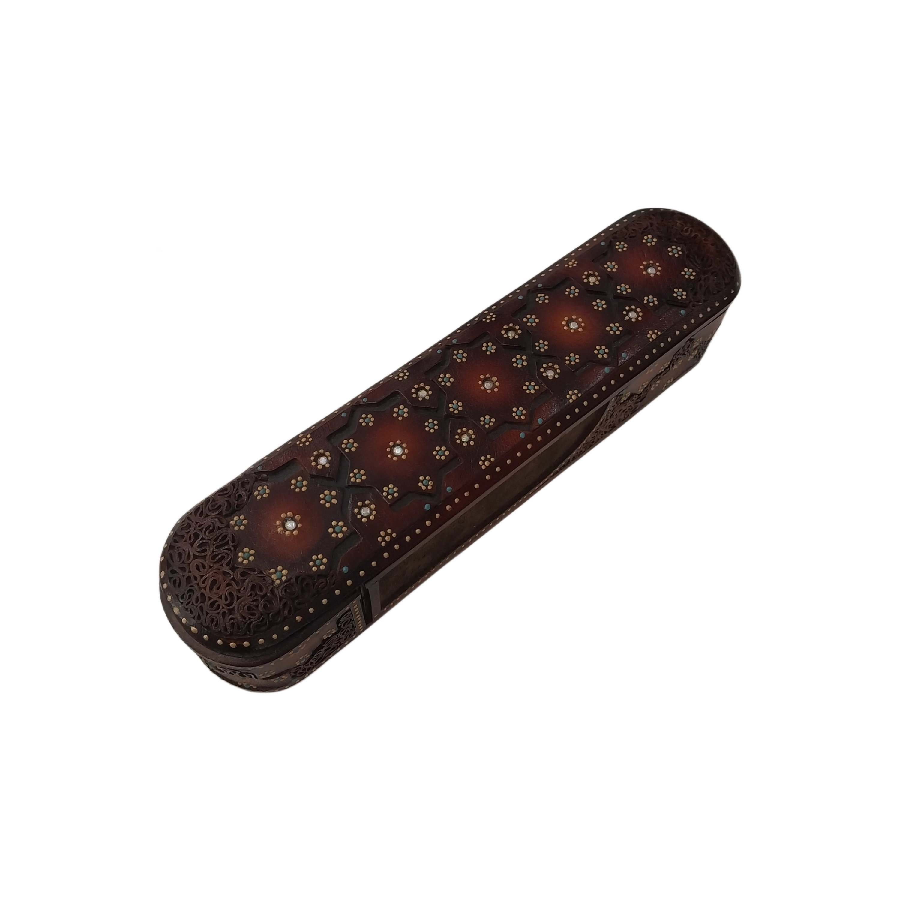 Deri El İşlemesi Kalem Kutusu 30 X 7 Cm Kahverangi