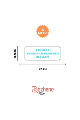 Bezhane 7 Katlı Gri Yıldızlı 1 Numara Yıkanabilir Bebek Pedi