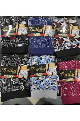 Tutku Erkek Renkli Desenlı Likralı Spor Boxer 6'Lı Paket 001