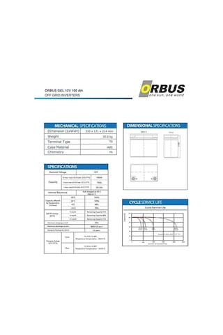 Orbus 12v 100ah Jel Solar Jel