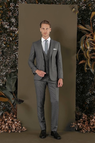 Efor Tk 873 Slim Fit Koyu Gri Klasik Takım Elbise Gri