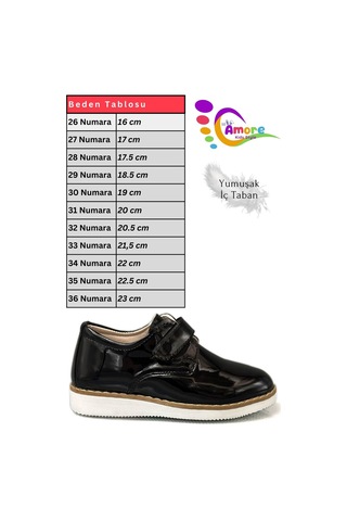 Sermoda Lil Amore Cırt Cırtlı Erkek Çocuk Ayakkabısı Okul & Sünnet Düğünü İçin Klasik Model Siyah Rugan Beyaz