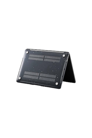 Apple MacBook Uyumlu Air 13.6 Inç A2681 M2 - A3113 M3 Işlemcili Koruma Kılıfı Parlak Simli Kılıf Hardcase Kapak Parlak Simli Siyah