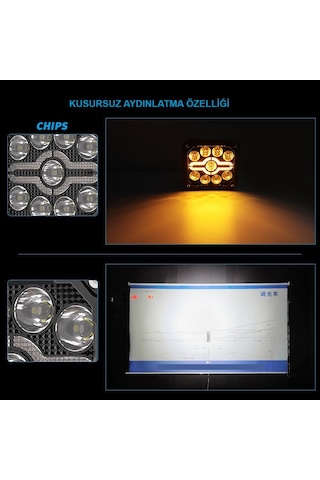 Off Road 4 İnç Led Aydınlatma Kaput Üstü Ve Tampon Gündüz Led Ve Sis Farı Lamba Kombinasyon Seti