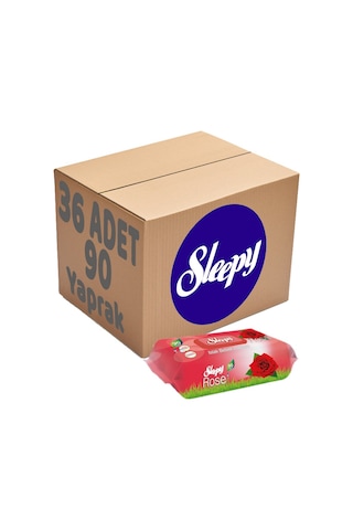 Sleepy Islak Havlu Mendil 90 Yaprak Gül 36 Lı Set Plastik Kapaklı