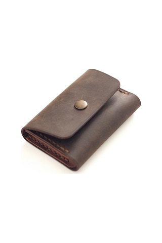 Kişiye Isme Özel Nerio Kapaklı Minimal Kartlık Kestane Hi Leather