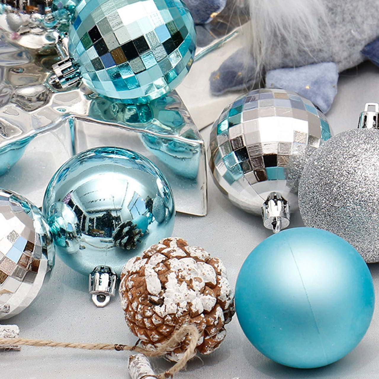 Hombey 4cm Mavi Noel Topları Seti - 34 Adet Polistiren Ağaç Dekorasyonu