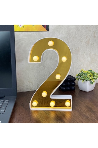 Dekoratif Led Işıklı 3D 2 Rakamı Büyük Boy Organizasyon Doğum Günü Kutlama