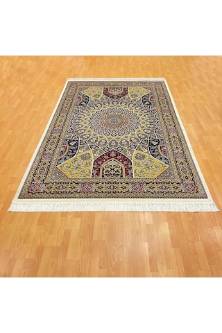 Kubbe Motifli 200 X 300 İpek Halı Çok Renkli