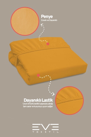 Eve Tekstil Fitted Yüksek Kaliteli Penye Kumaş Tek Kişilik Lastikli Çarşaf Turuncu
