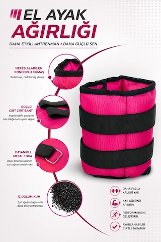 Spor Byfit 2,5 Kg x 2 Adet Pembe El veya Ayak Bileği Ağırlığı Pembe