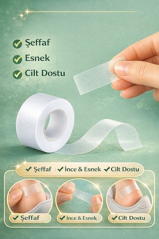 Şeffaf Ayak Vurması Bandı 5 Cm X 5 M Esnek Cilt Dostu Flaster