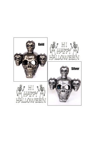 Singree Altın Halloween Dekorasyon Led Işıklı Sandalye Kokulu Dumanlı Kelle Süsü 3 Ag13 Pil + 3 Sandalye + Pinzet Dahil