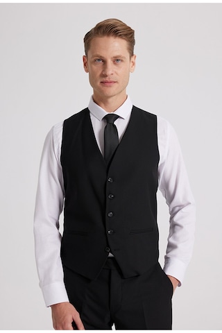 Ds Damat Slim Fit Siyah Mono Yaka Tek Yırtmaçlı Astarlı Takim Elbise Yelekli 4HFY5ORT01599 Siyah