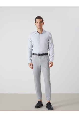 Lcw Busıness Gri Slim Fit Uzun Kollu Armürlü Erkek Gömlek