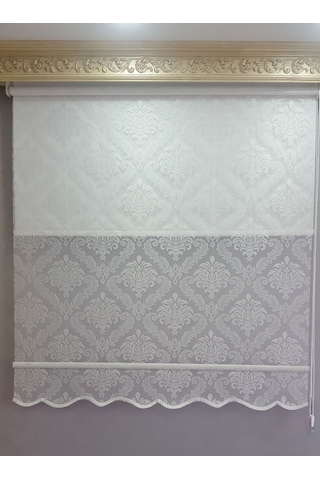 Brillant 1.Kalite Damaks Desen Çift Mekanizmalı Tül Stor Perde