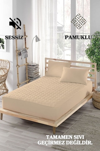 Ely Parker Sessiz Alez Kahve Yatak Koruyucu Kapitoneli Pamuk Fitted Tek Çift Kişilik Bebek Alezi ELYPRKR00580 Kahverengi