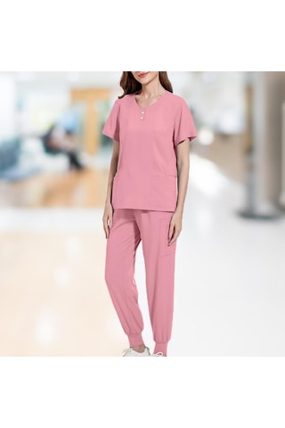 Dolıty Kadın Fırçalama Üniforma Seti Hemşire İş Xxl-pembe