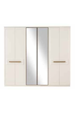 Elias Tamamı Mdf 6 Membranlı Kapaklı Reflekte Camlı Gardırop Dolap Beyaz