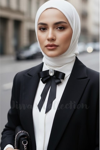 Kadın Fiyonk Broş-siyah. Parlayan Rhinestone Çiçek Detaylı. Fiyonk Broş Kurdele. El Yapımı Özel Çok Renkli