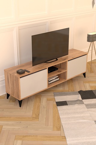 Enzo Tv Sehpası Tv Ünitesi Televizyon Sehpası Çam Beyaz 160 Cm Atlantik Çam - Beyaz