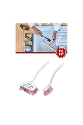 Flora 2 Li Trendy Temizlik Seti, F367 Bulaşık Fırçası + F388 Lavabo Küvet Fırçası Seti