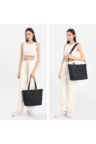 Smart Bags Twill Dimi Kumaş Kadın Omuz Çantası 3323 Siyah