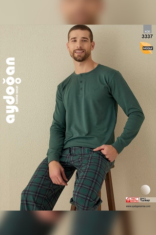 Aydoğan Erkek Civan Patlı Modal Çağla Yeşil Pijama Takımı 3337 Yeşil