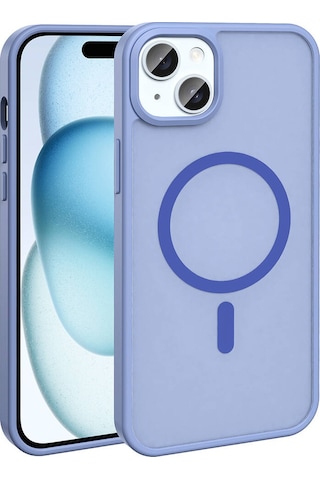 Rba Aksesuar Apple Uyumlu iPhone 15 Plus Kılıf M-safe Şarj Özellikli Mat Arka Yüzey Rba Sio Kapak - Lila Çok Renkli