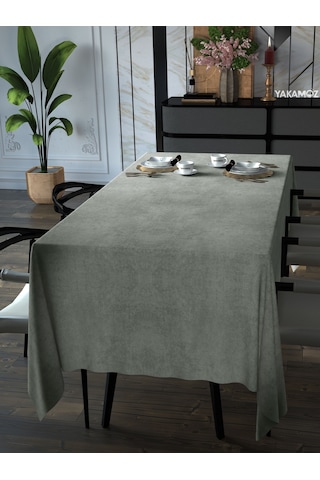 Taş Rengi Kadife Dokulu Masa Örtüsü Dertsiz Velvet Touch Serisi Taş Rengi