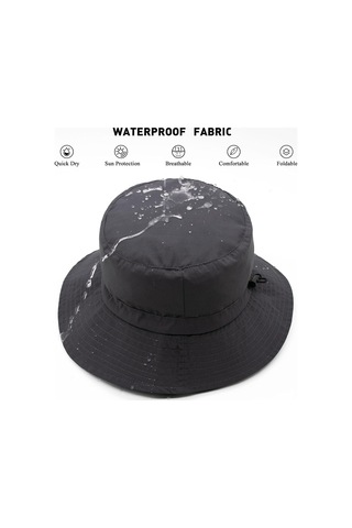 String İle Kova Şapka Paketlenebilir Safari Şapka Kadın Erkekler Yaz Balıkçı Şapka Plaj Yürüyüş Krem