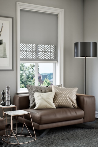 Lazer Kesim Mat Stor Perde, Lazer Kesimli Klasik Serisi, C-201005 Gri Renk