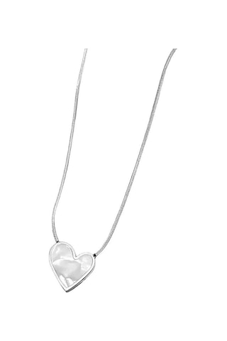 Kadın Sedef Kalp Gümüş Renk 316l Çelik Kolye Çelik