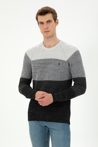 U.S. Polo Assn. Erkek Slim Fit Bisiklet Yaka Antrasit Melanj Kazak 50293017-VR081