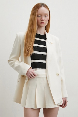 Pileli Şort Etek Ekru Ekru