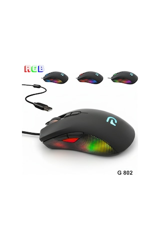 Trio - G802 Siyah Rgb Gaming Mouse Kablolu Oyuncu Faresi G802