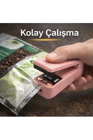Mini Paket Kapatma Makinesi Isıtıcılı Taşınabilir Gıda Poşet Yapıştırıcı Pembe
