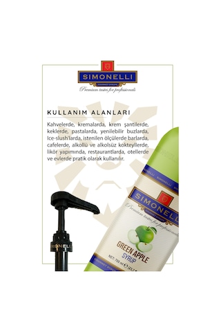 Simoenlli Kahve Şurubu Yeşil Elma 700 ML + Pompa Simonelli